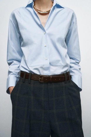 Ремень из 100% кожи с квадратной пряжкой- Заказать в России