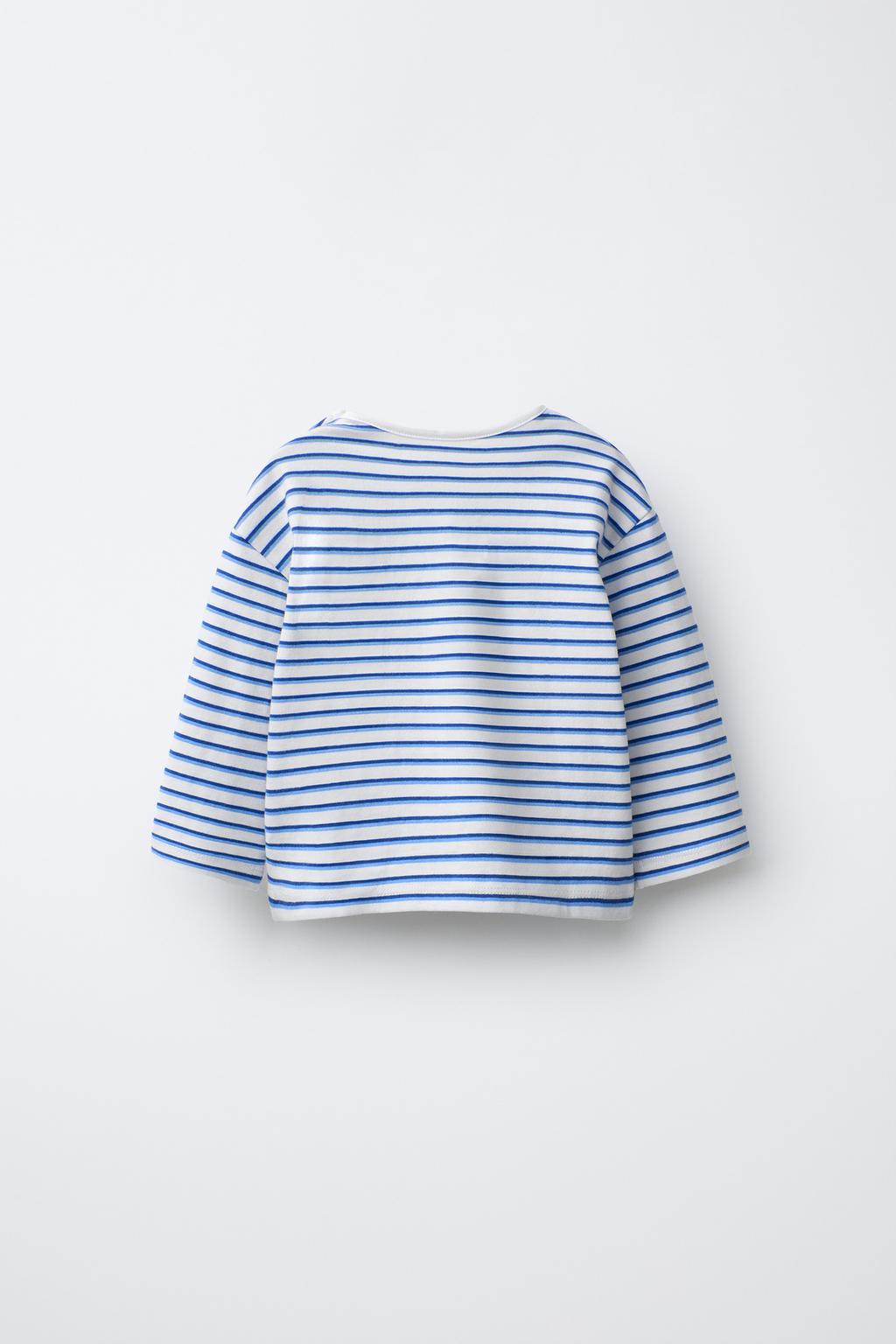 Набор из трех полосатых футболок с вышитым лозунгом