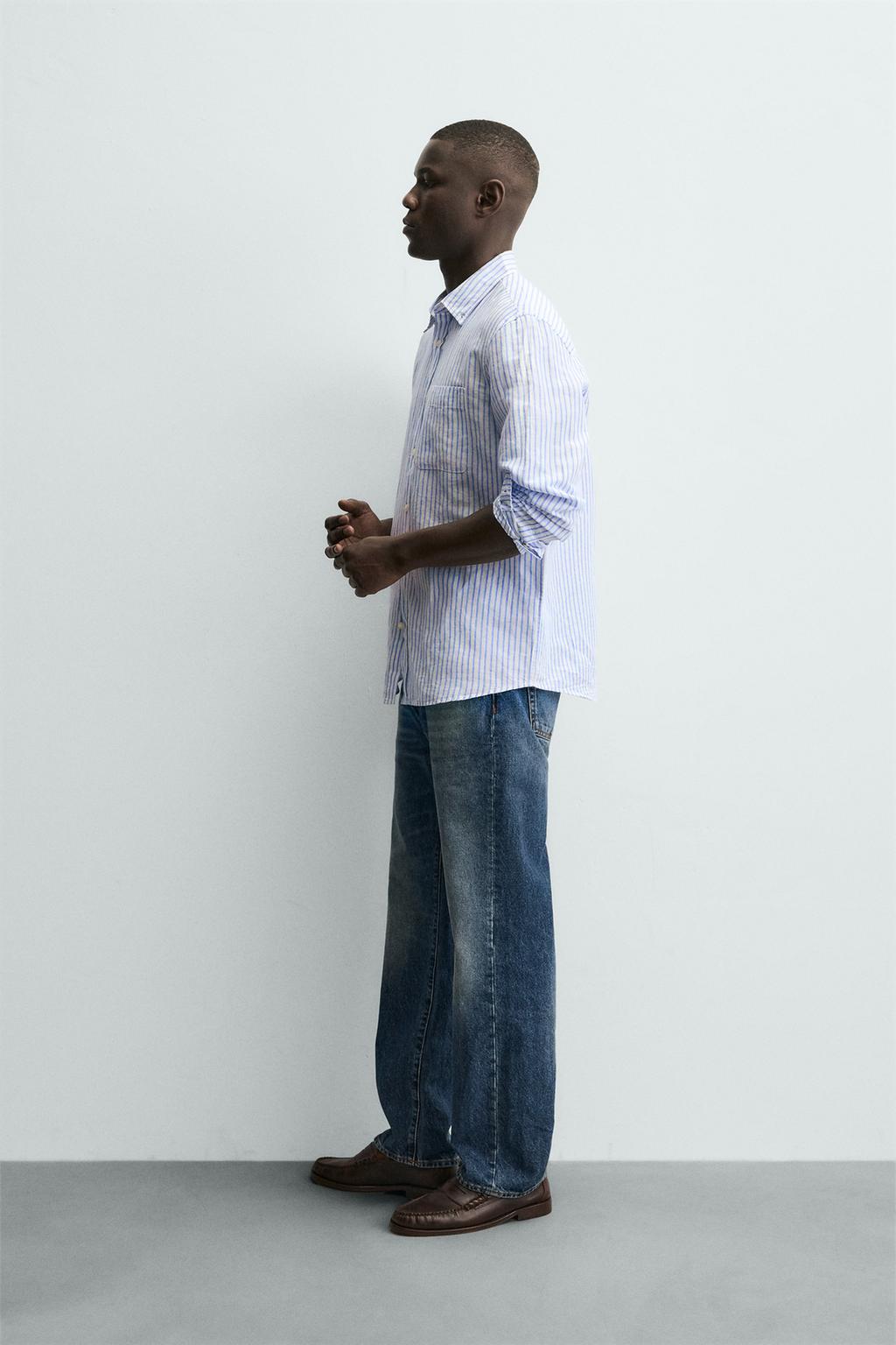 Рубашка из льна и хлопка с регулярной посадкой