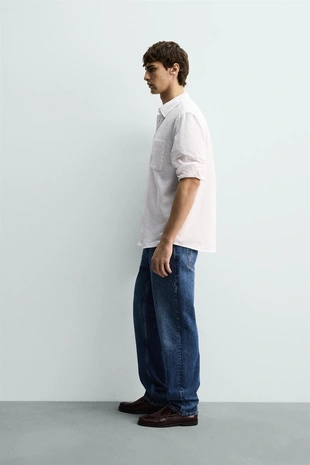 Рубашка из льна и хлопка с регулярной посадкой