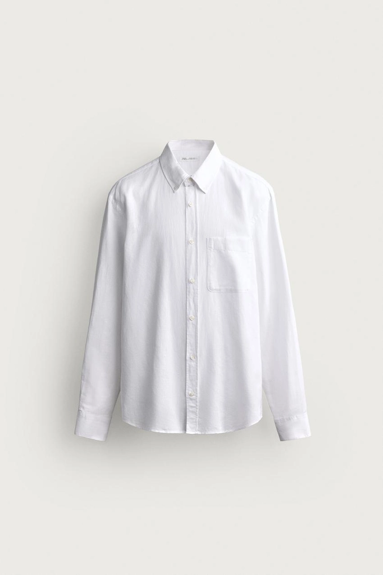 Рубашка regular fit из хлопка и льна