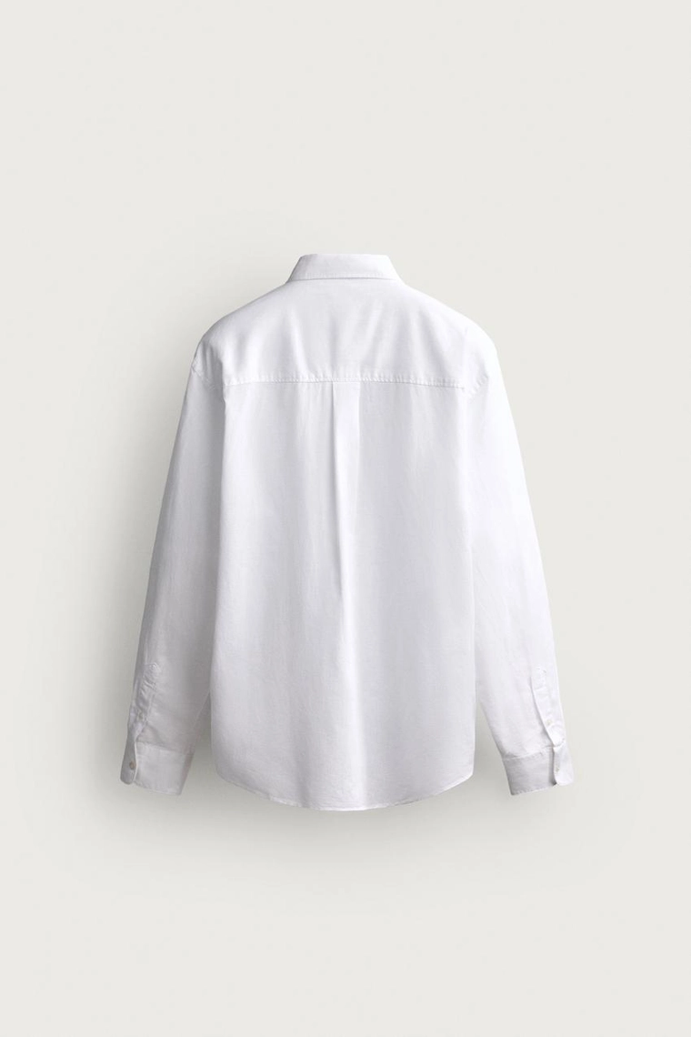 Рубашка regular fit из хлопка и льна
