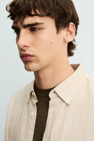 Рубашка свободного кроя из льна и хлопка- Заказать в России