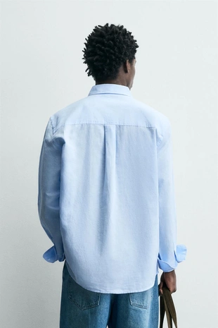 Рубашка из льна и хлопка с регулярной посадкой