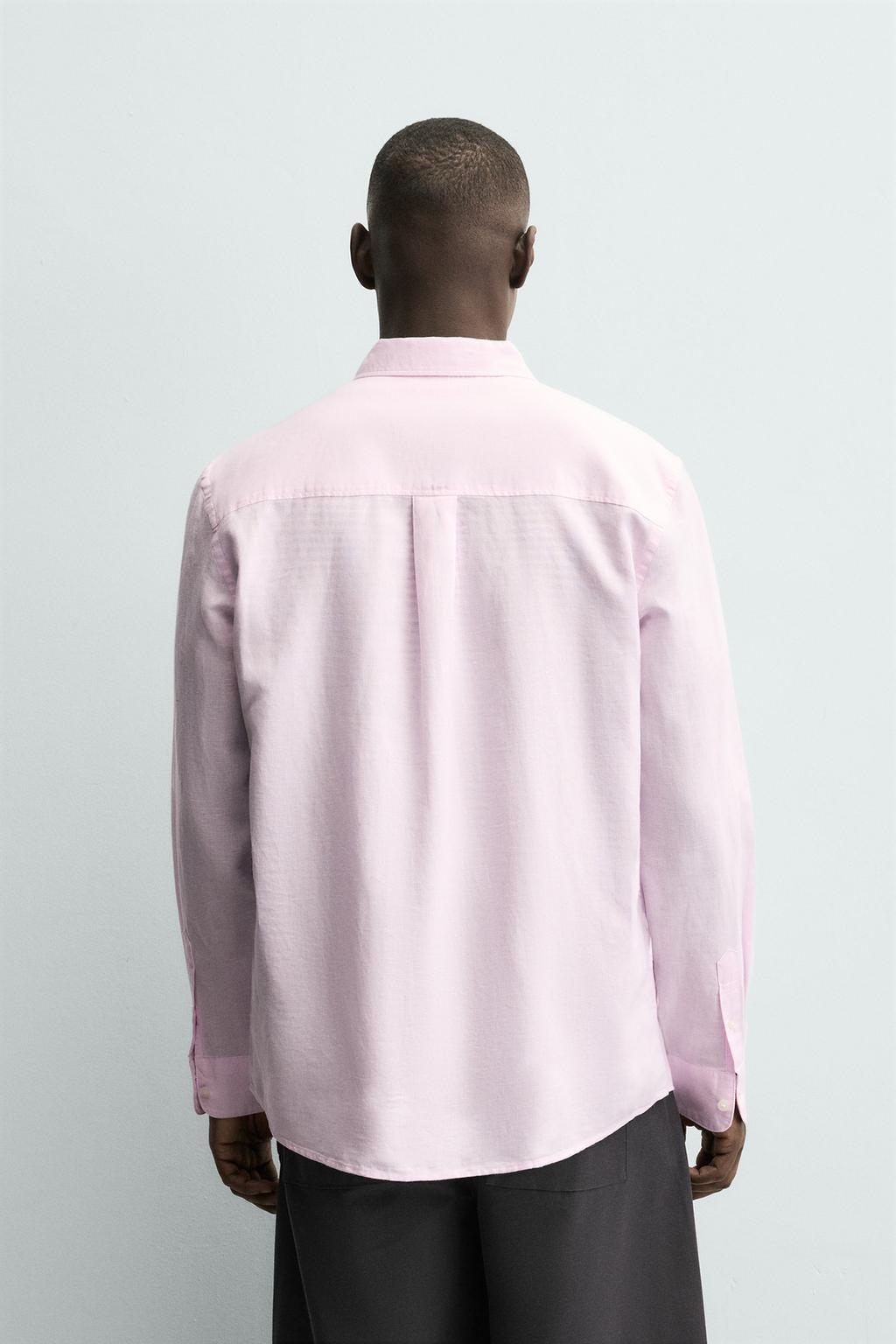 Рубашка свободного кроя из льно-хлопковой ткани