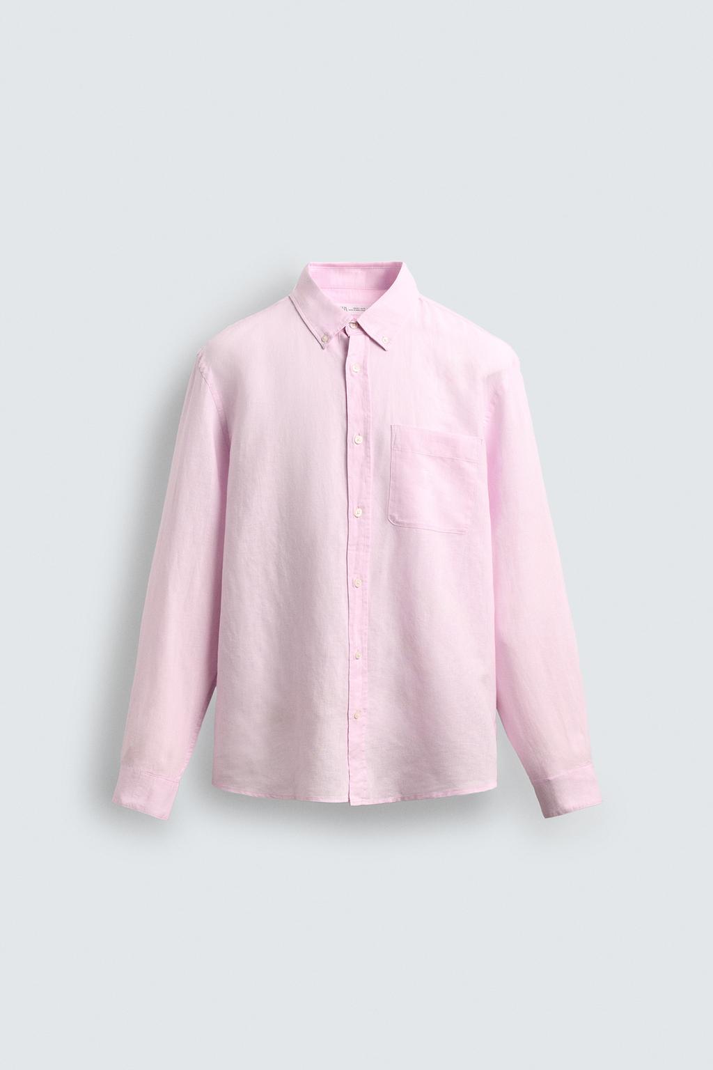 Рубашка свободного кроя из льно-хлопковой ткани