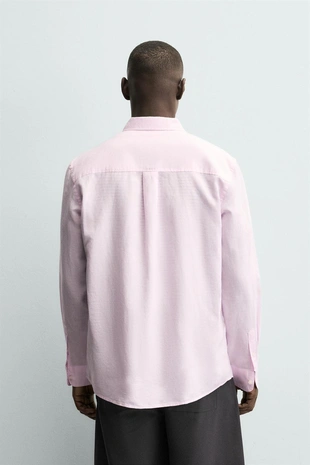 Рубашка свободного кроя из льно-хлопковой ткани