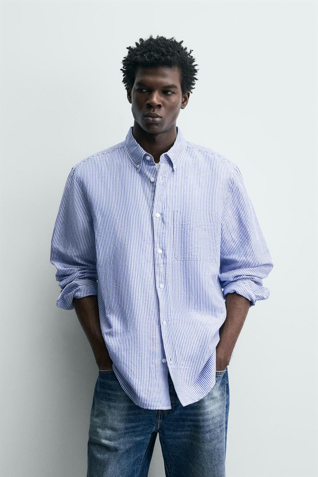 Рубашка из льна и хлопка с обычной посадкой