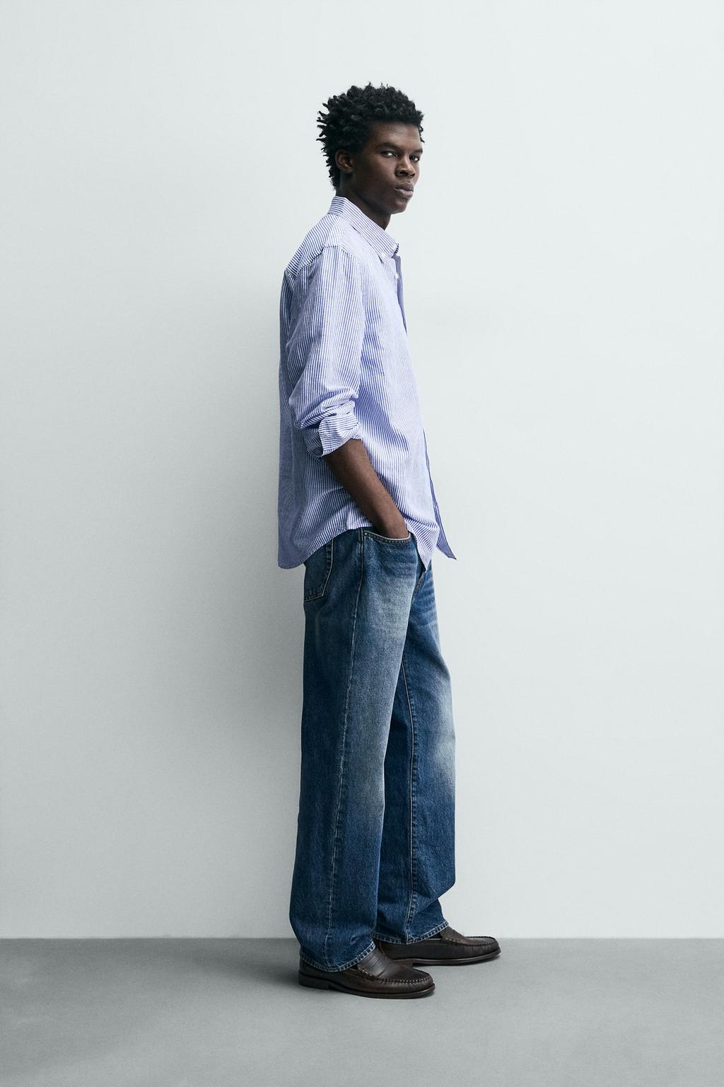 Рубашка из льна и хлопка с обычной посадкой