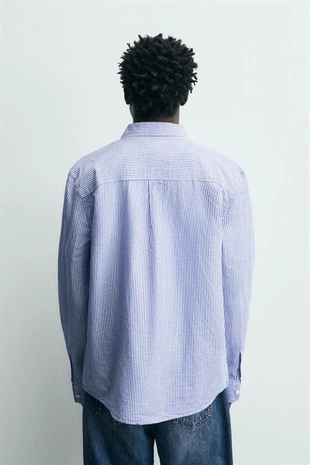 Рубашка из льна и хлопка с обычной посадкой