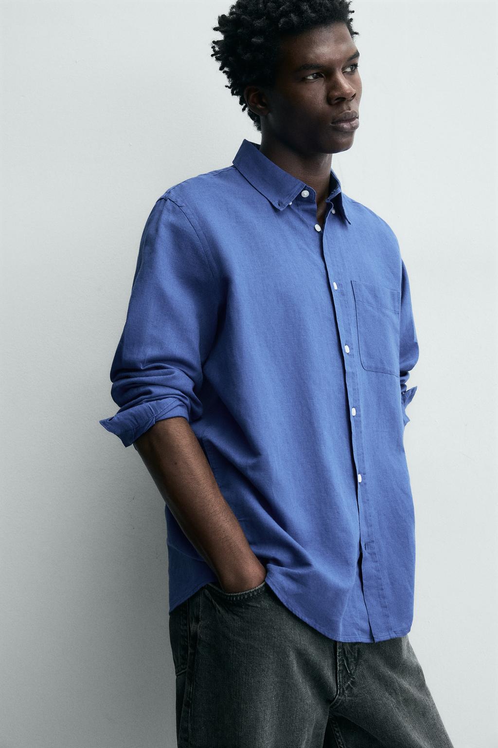 Рубашка из льна и хлопка свободного кроя