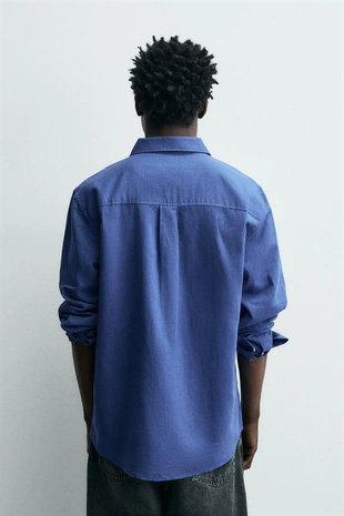 Рубашка из льна и хлопка свободного кроя