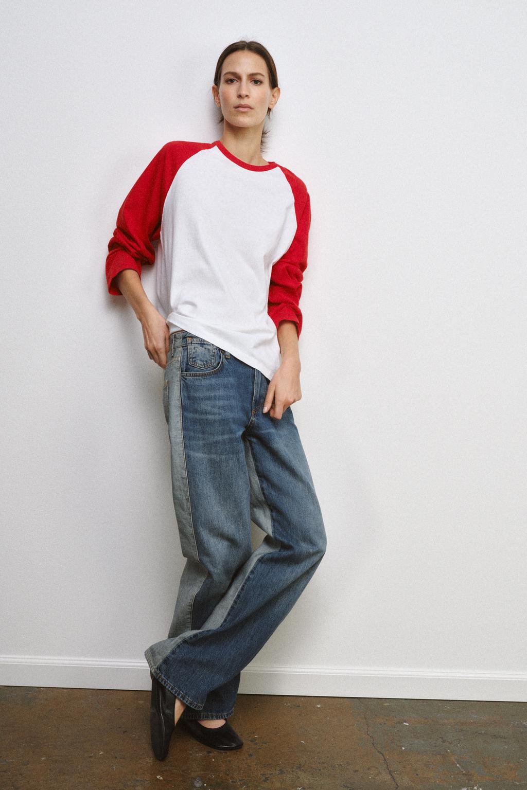 ФУТБОЛКА С ДЛИННЫМИ РУКАВАМИ И КОНТРАСТНЫМИ ЭЛЕМЕНТАМИ