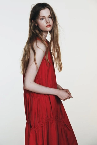 Платье миди из нейлона с завязками- Заказать в России