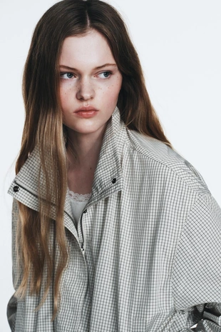 Куртка из нейлона в клетку- Заказать в России