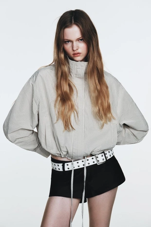 Куртка из нейлона в клетку- Заказать в России