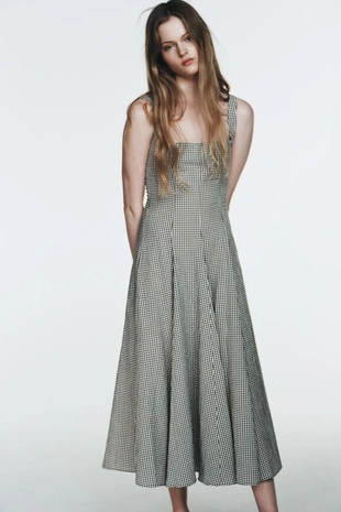 Платье миди в клетку виши- Заказать в России