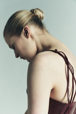 Мини-топ из 100% кожи- Заказать в России