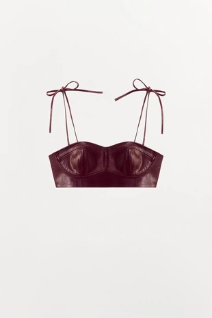 Мини-топ из 100% кожи- Заказать в России