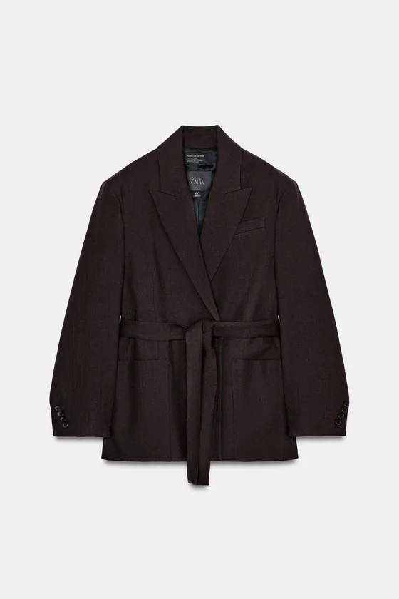 БЛЕЙЗЕР ИЗ 100% ШЕРСТИ С ПОЯСОМ — коллекция Zara «ZW» 