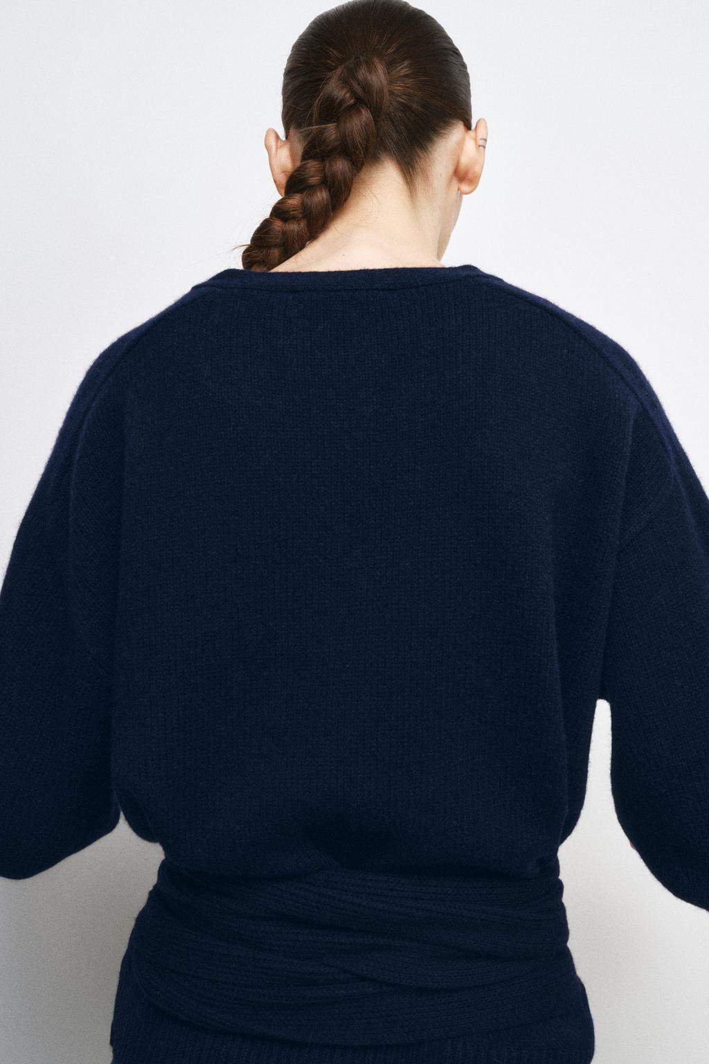 КАРДИГАН ИЗ 100% ШЕРСТИ С ОБЪЕМНЫМИ РУКАВАМИ