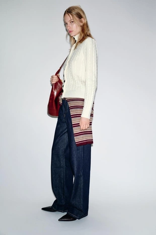 Вязаный кардиган с косами- Заказать в России