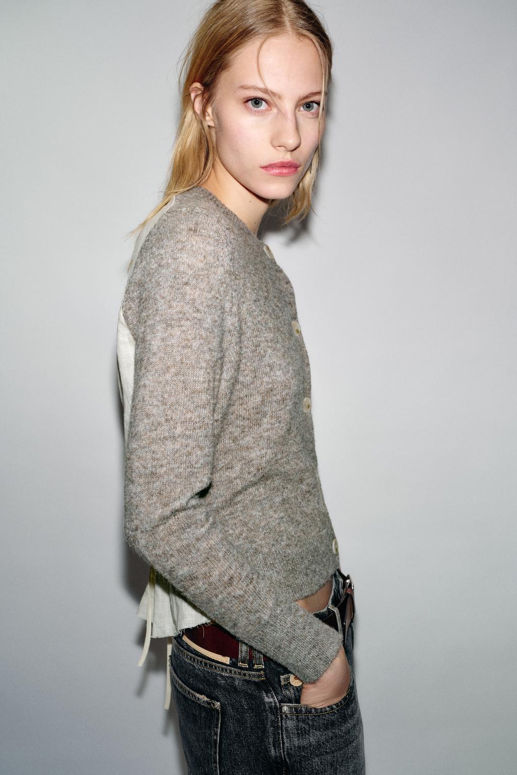 КАРДИГАН ИЗ КОМБИНИРОВАННОЙ ТКАНИ С ПОЯСОМ