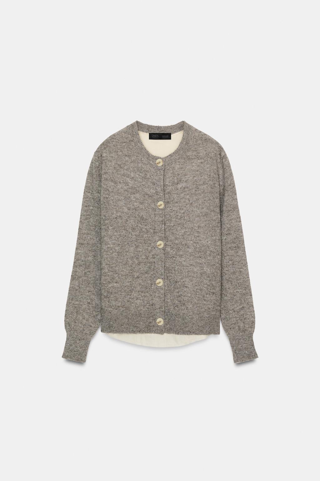 КАРДИГАН ИЗ КОМБИНИРОВАННОЙ ТКАНИ С ПОЯСОМ