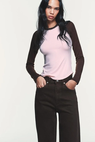 Футболка реглан с контрастными деталями