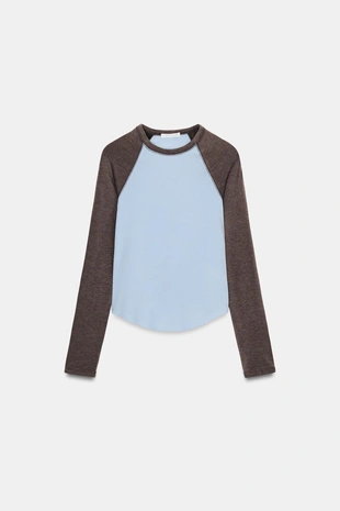 Футболка реглан с контрастными деталями- Заказать в России