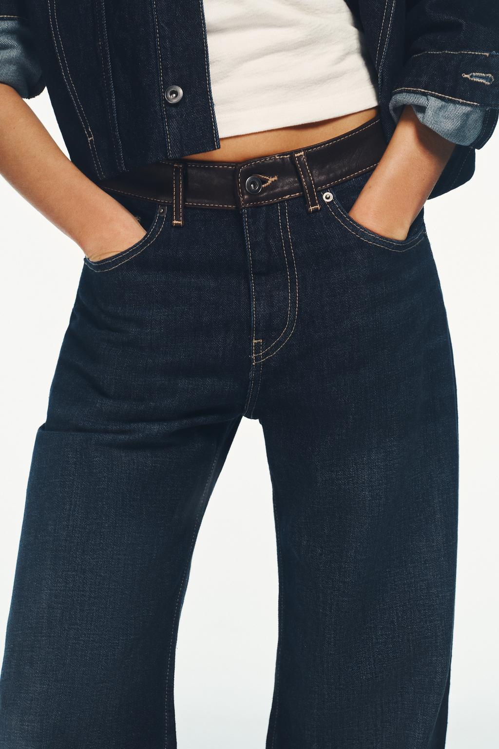 Джинсы из натуральной кожи со строгими прямыми штанинами и высокой посадкой trf