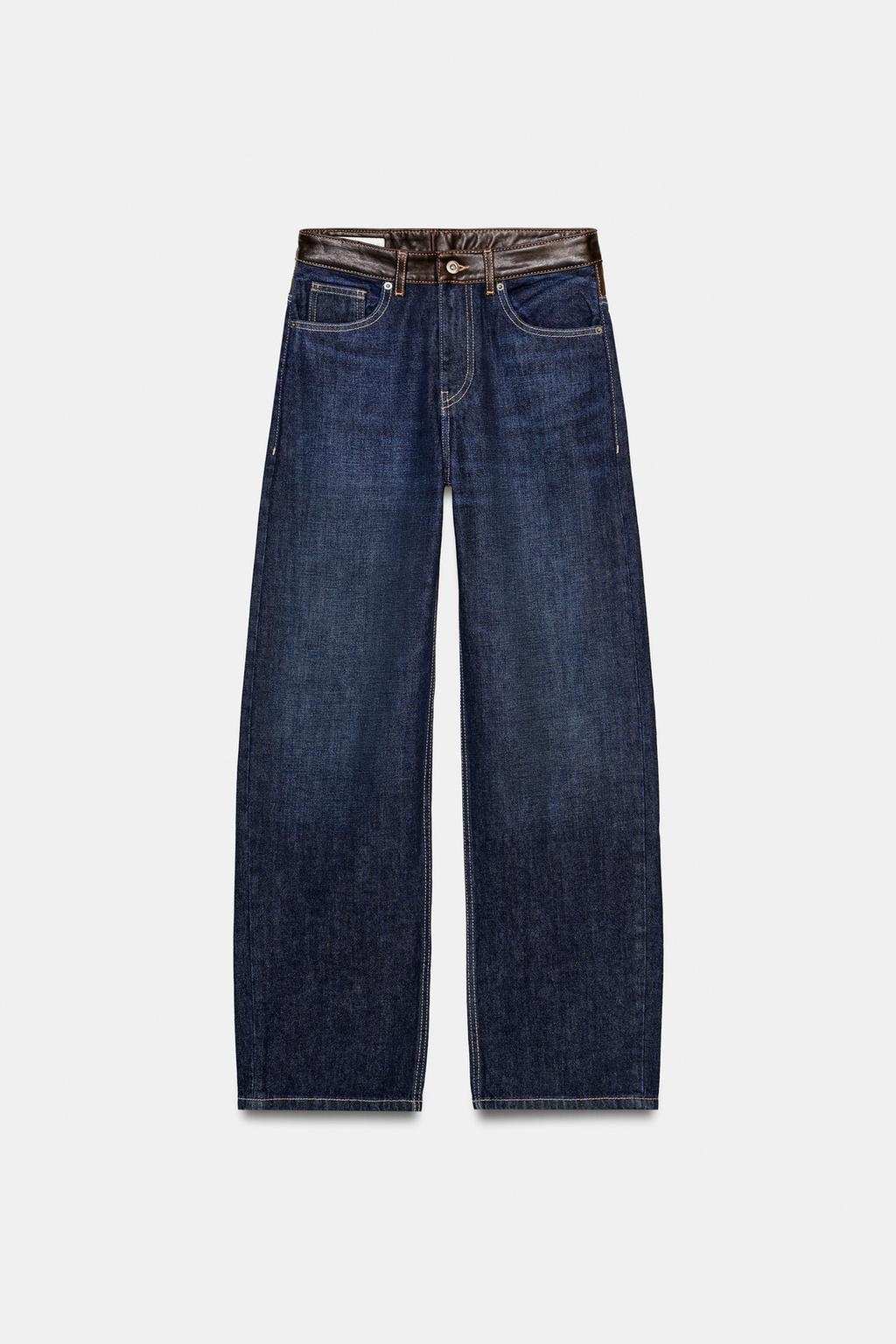 Джинсы из натуральной кожи со строгими прямыми штанинами и высокой посадкой trf