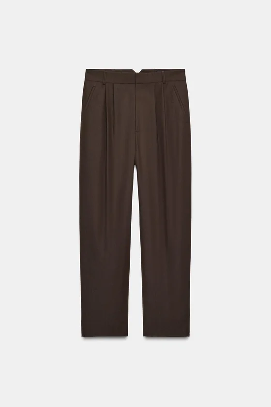 БРЮКИ С ЗАЩИПАМИ ИЗ ШЕРСТЯНОЙ СМЕСИ — коллекция Zara «ZW»