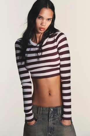 Укороченный топ в полоску- Заказать в России