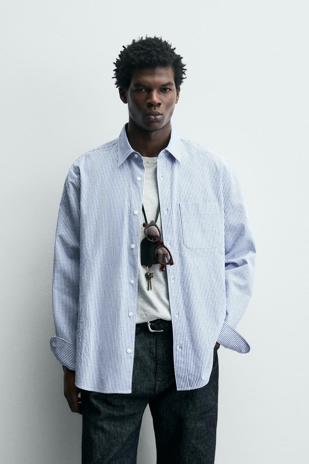 РУБАШКА В ПОЛОСКУ С ЖАТЫМ ЭФФЕКТОМ