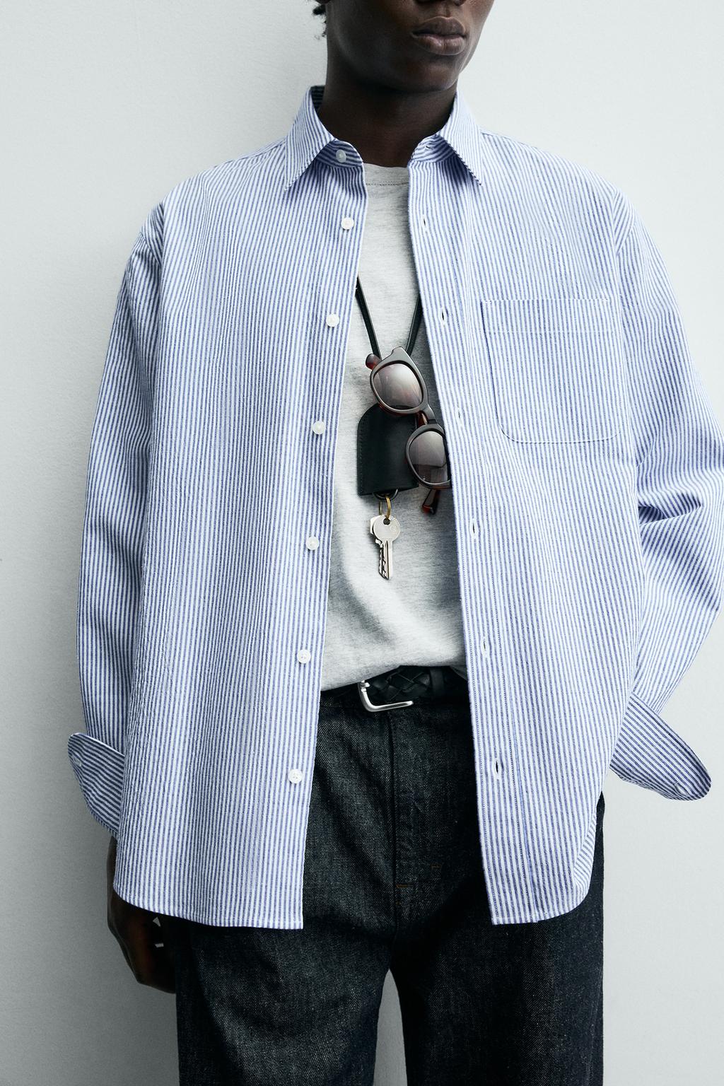 РУБАШКА В ПОЛОСКУ С ЖАТЫМ ЭФФЕКТОМ