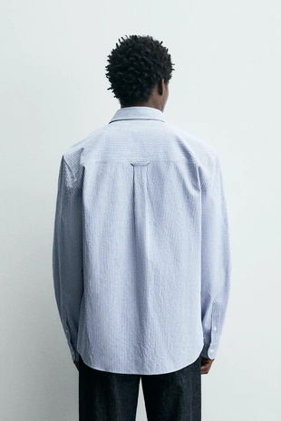 Рубашка в полоску с жатым эффектом- Заказать в России