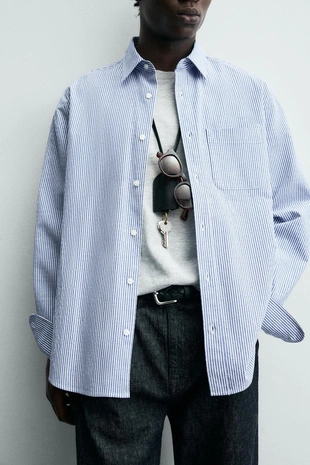 Рубашка в полоску с жатым эффектом- Заказать в России