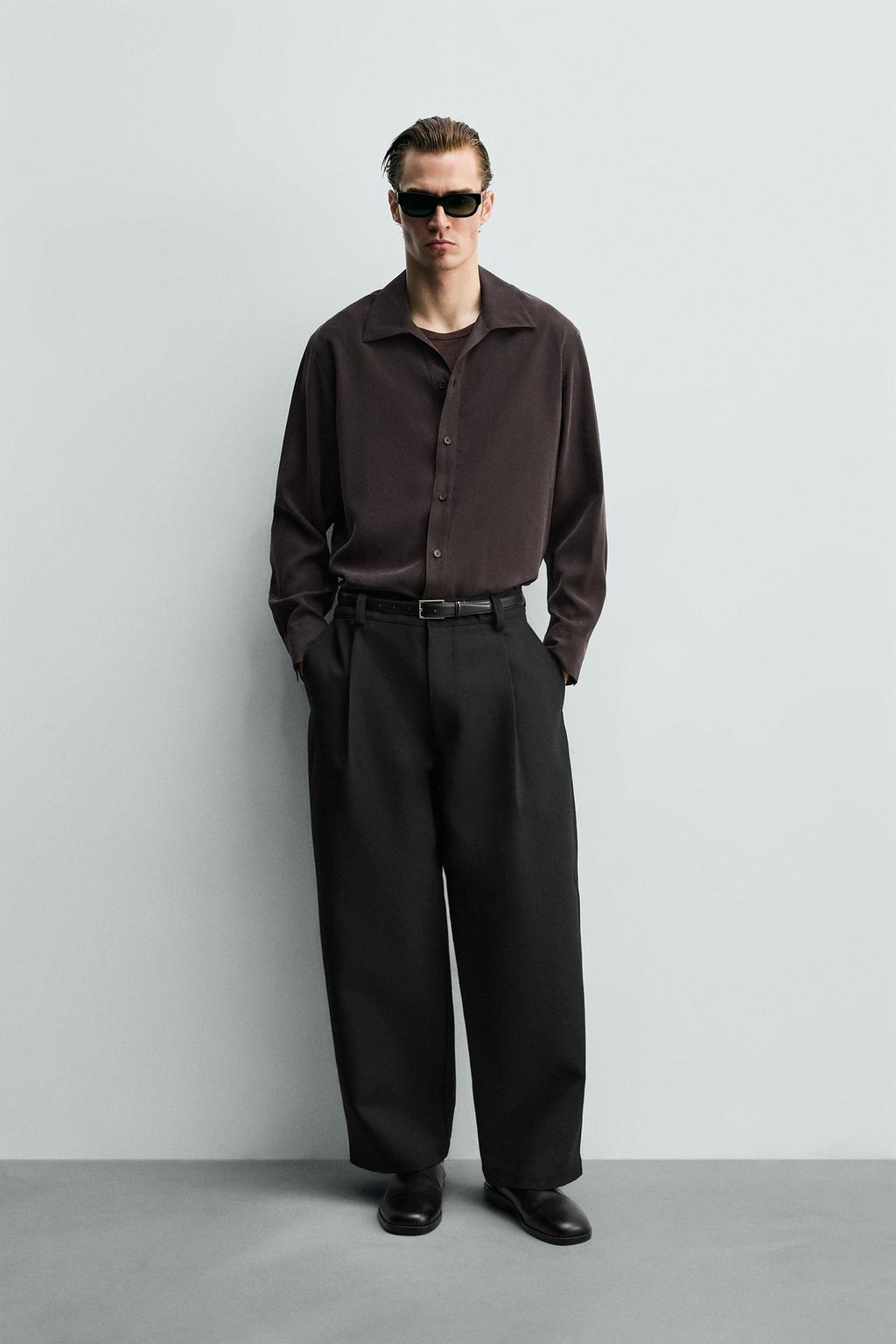 РУБАШКА RELAXED FIT ИЗ СТРУЯЩЕЙСЯ ТКАНИ