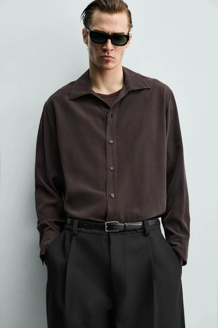 Рубашка RELAXED FIT из струящейся ткани- Заказать в России