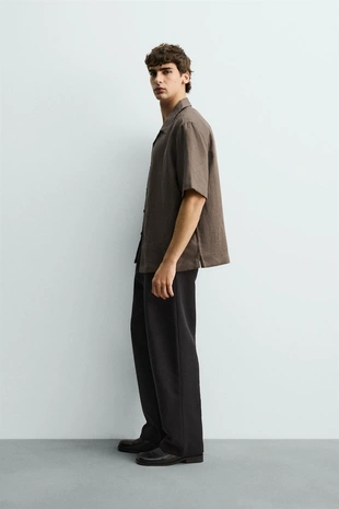 Рубашка свободного кроя из 100% льна- Заказать в России