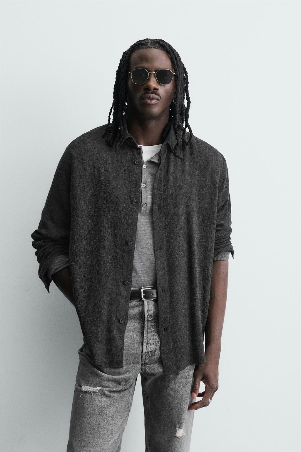 РУБАШКА RELAXED FIT ИЗ СТРУЯЩЕЙСЯ ТКАНИ