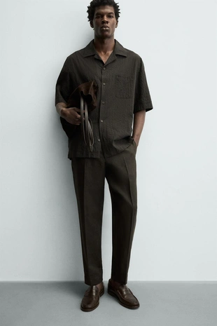 Брюки классического кроя из 100% льна- Заказать в России