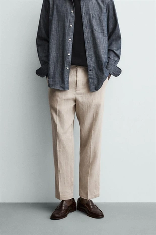 Брюки классического кроя из 100% льна
