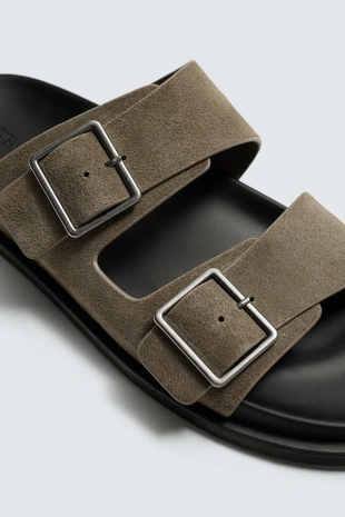 Кожаные сандалии с двойным ремешком- Заказать в России