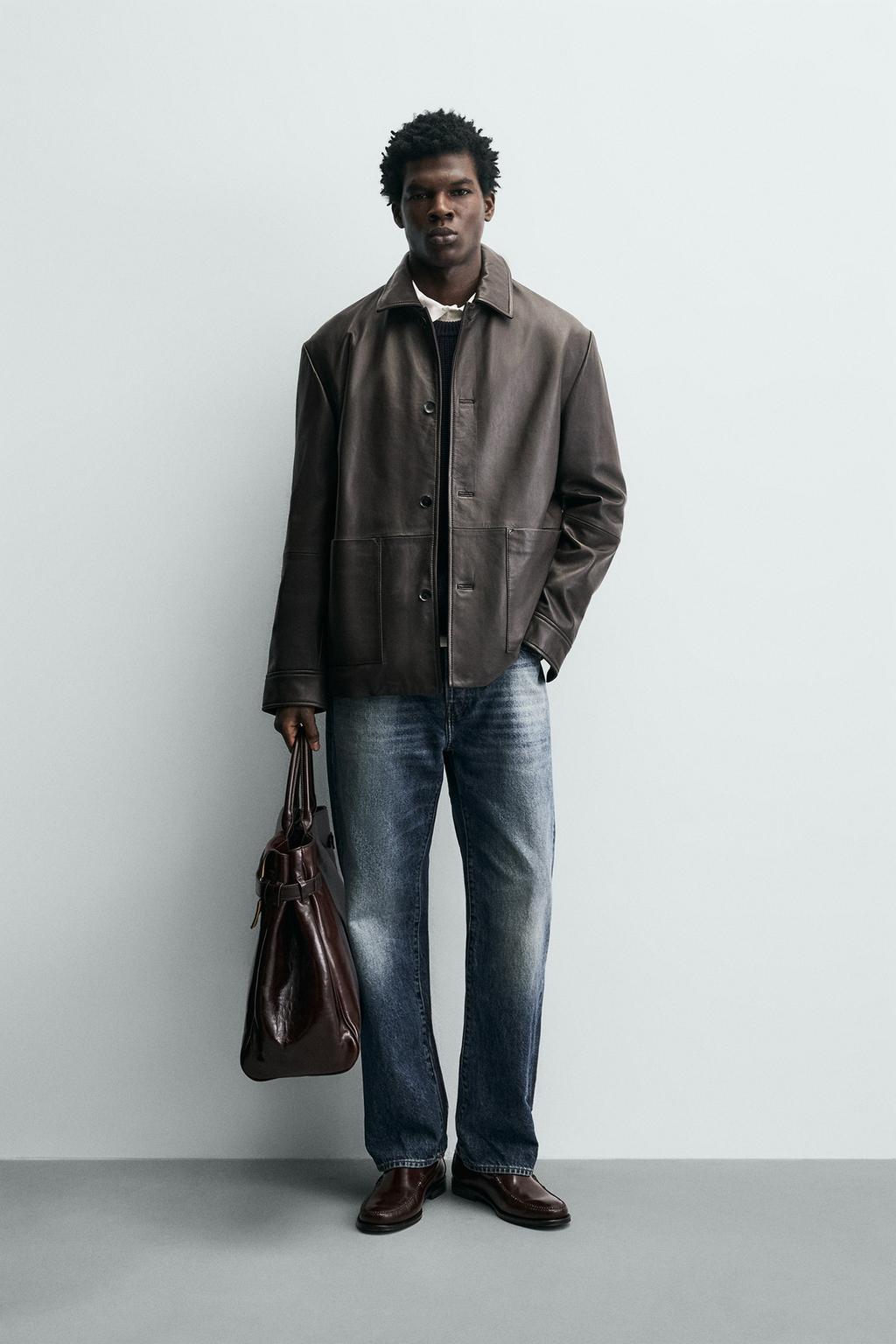 КОЖАНАЯ КУРТКА С КАРМАНАМИ