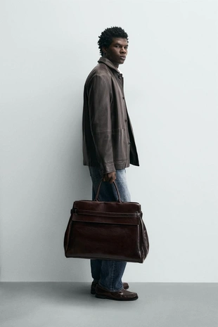 Кожаная куртка с карманами- Заказать в России