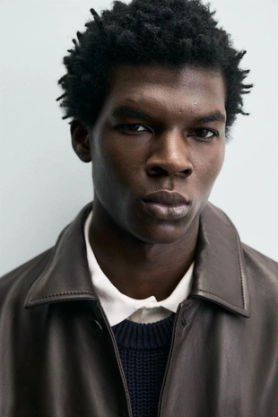 Кожаная куртка с карманами- Заказать в России