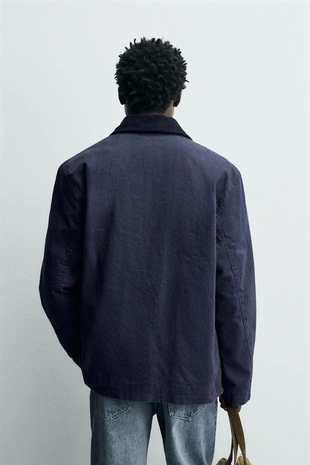 Куртка с контрастным воротником и навесными петлями- Заказать в России