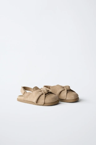 Кожаные сабо с бантом- Заказать в России